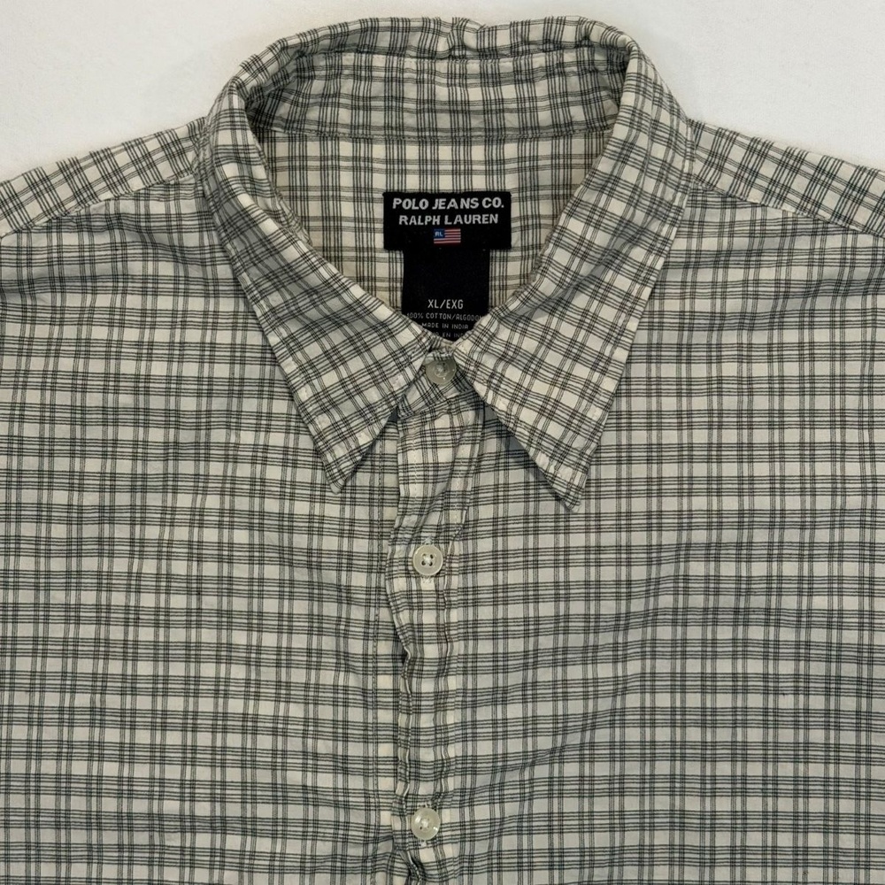 Vintage Y2K Polo Jeans Co. Ralph Lauren Men's Plaid Shirt XL Green Button Down